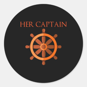Funny Cruise Boating Her Captain His Anchor Matchi Classic Round Sticker