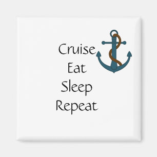 Funny Cruise Door Magnet Stateroom Eat Repeat