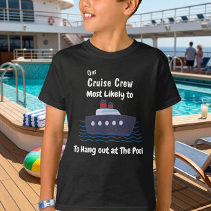Funny Cruise Pool Kids Black Personalise T-Shirt