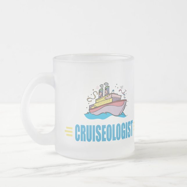 Funny Cruise Ship Frosted Glass Coffee Mug (Left)