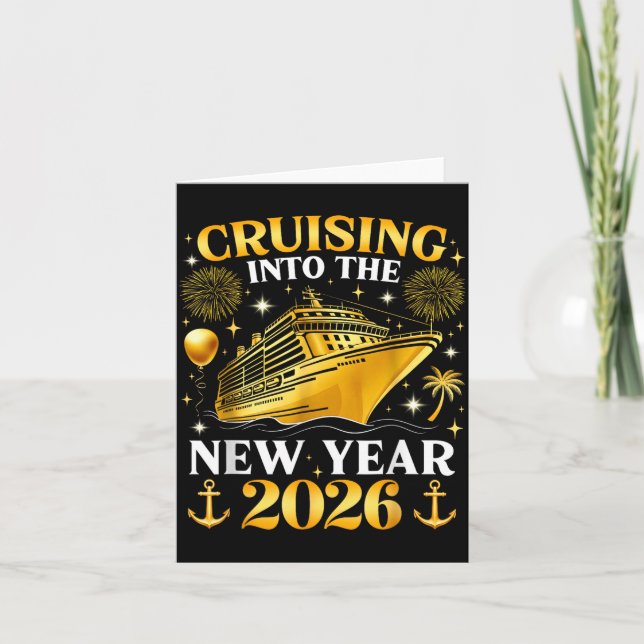 Funny Cruising Into 2026 New Year Matching Family  Card (Front)