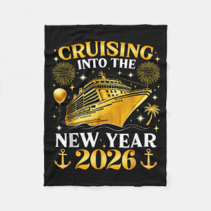 Funny Cruising Into 2026 New Year Matching Family  Fleece Blanket