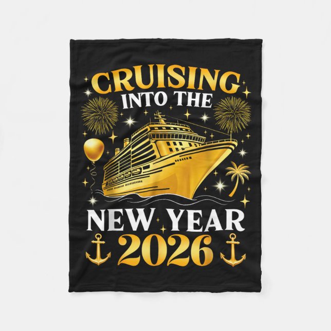 Funny Cruising Into 2026 New Year Matching Family  Fleece Blanket (Front)