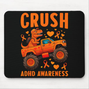 Funny Crush Adhd Awareness T-rex Monster Truck Kid Mouse Mat