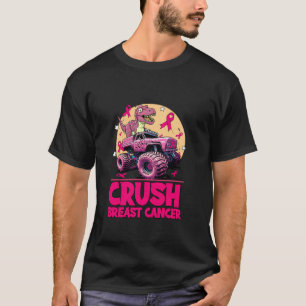 Funny Crush Breast Cancer Dinosaur Riding Monster T-Shirt