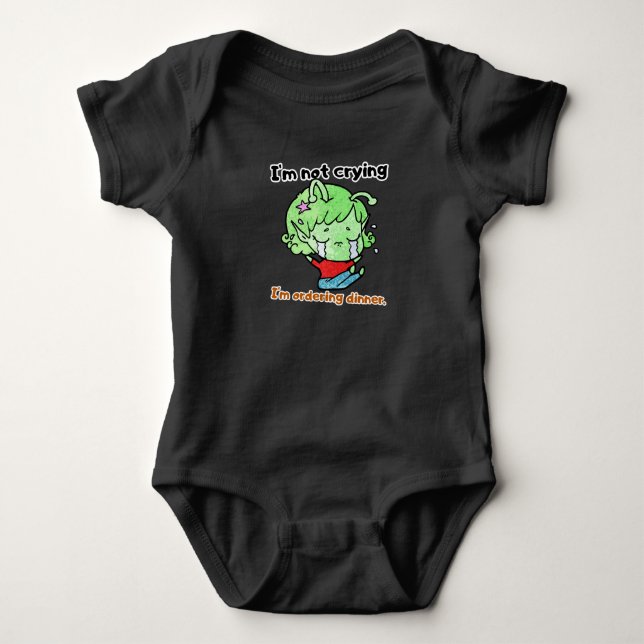 Funny Crying Alien Baby "Ordering Dinner" Bodysuit (Front)