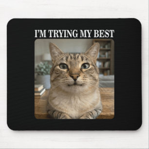 Funny Crying Cat Meme for Men Women Kids Silly Mouse Mat