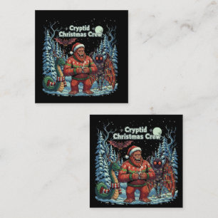 Funny Cryptid Christmas Crew   Bigfoot, Mothman  Square Business Card