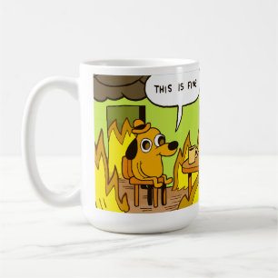 Funny crypto dog , This is fine . Coffee Mug