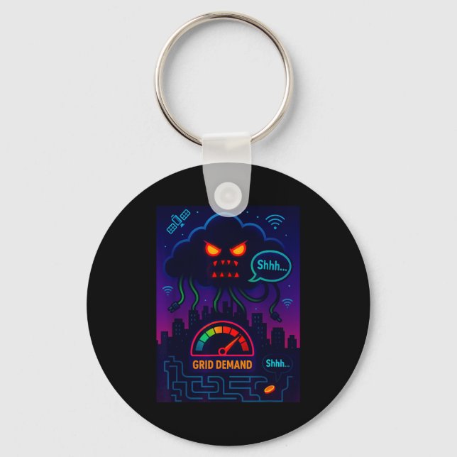 Funny Crypto Energy Environmental Satire Gift  Key Ring (Front)