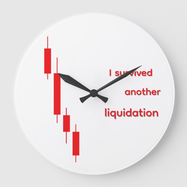 Funny Crypto "I Survived Liquidation" Clock (Front)