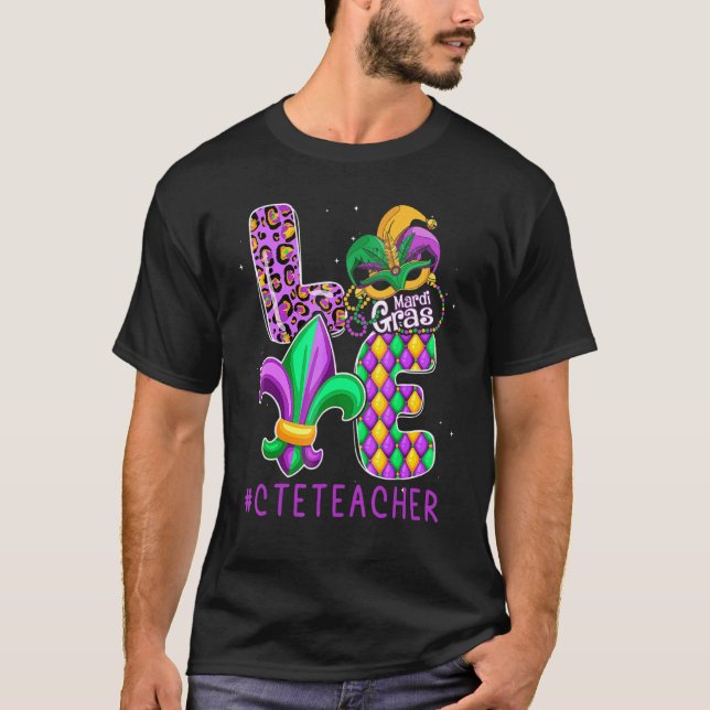 Funny Cte Teacher Mardi Gras Family Matching Outfi T-Shirt (Front)