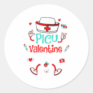 Funny Cu Valentines Day Nurse Crew Family Group  Classic Round Sticker