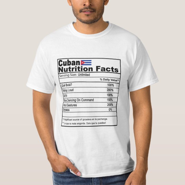Funny Cuban Nutrition Fact T-Shirt for Men (Front)