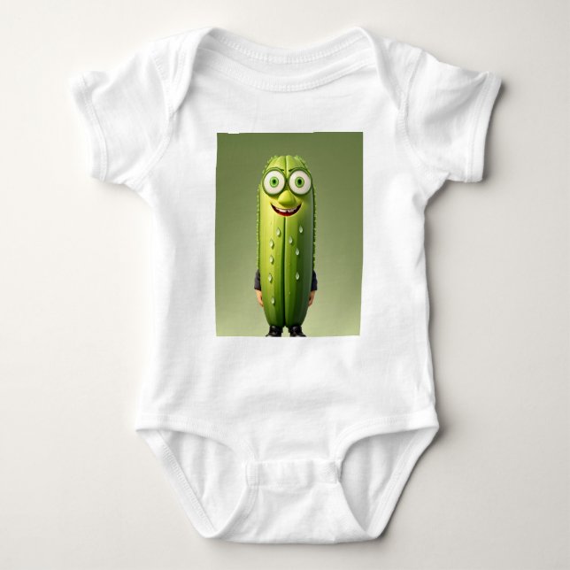 Funny cucumber character  baby bodysuit (Front)
