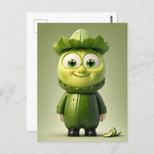 Funny cucumber character  postcard