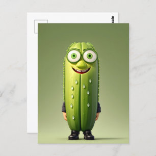 Funny cucumber character  postcard