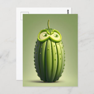 Funny cucumber character  postcard
