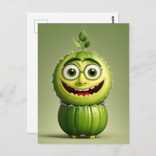 Funny cucumber character  postcard (Front/Back)