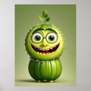 Funny cucumber character  poster