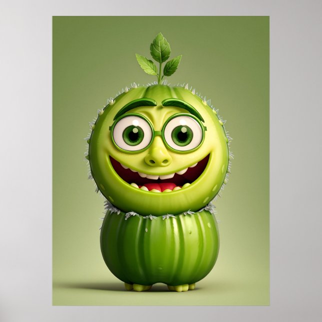 Funny cucumber character  poster (Front)