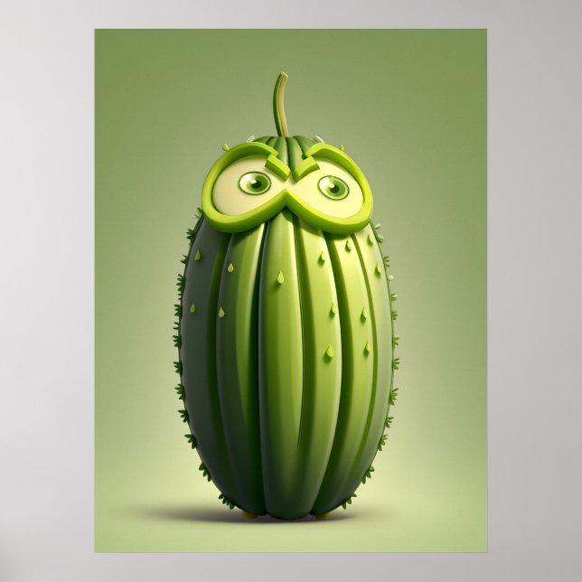 Funny cucumber character  poster (Front)