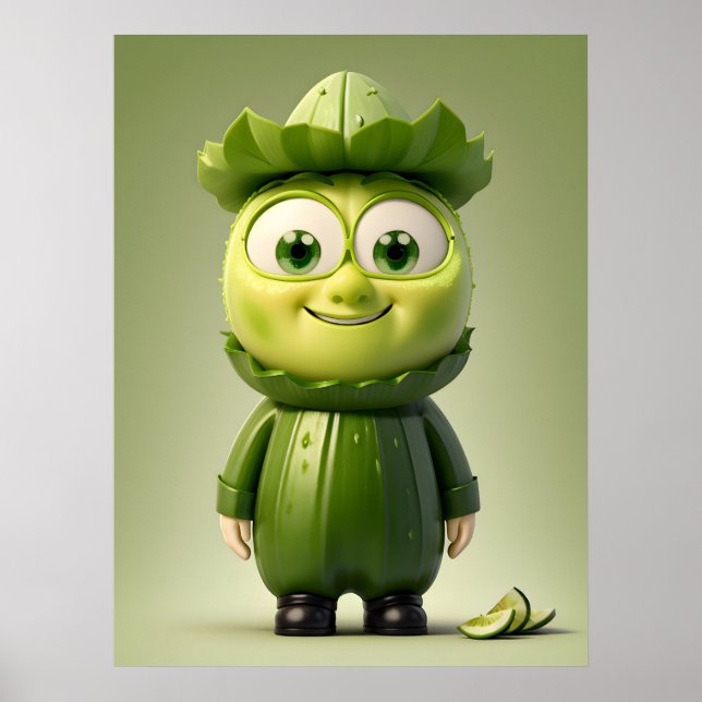 Funny cucumber character  poster (Front)