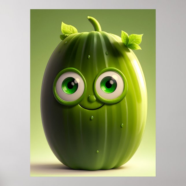 Funny cucumber character  poster (Front)