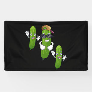 Funny Cucumber Pickle Dancing Food Banner