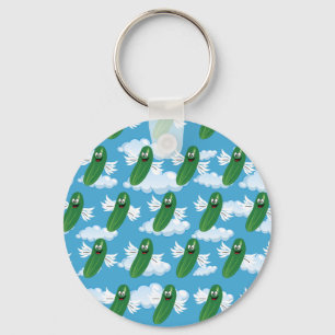 Funny Cucumber Pickles Food Humour Fantasy Emojis Key Ring