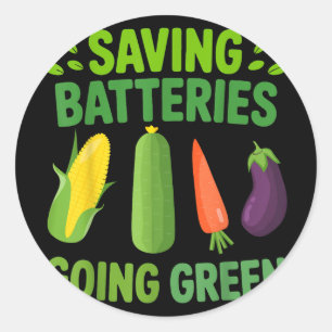 Funny Cucumber Saving Batteries Going Green Earth Classic Round Sticker