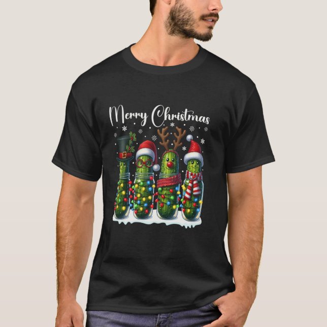 Funny Cucumbers Christmas Pajama Holiday Outfit Pi T-Shirt (Front)