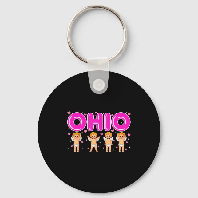 Funny Cud Ohio Midwestern Party O-h-i-o In Valenti Key Ring (Front)