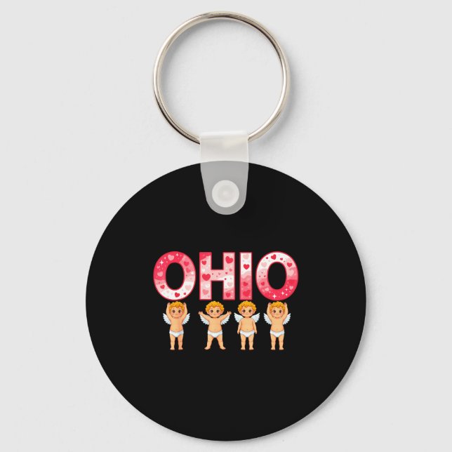 Funny Cud Ohio Midwestern Party O-h-i-o In Valenti Key Ring (Front)