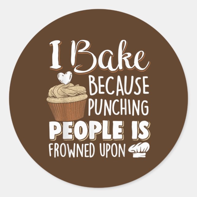 Funny cupcake baker word art classic round sticker (Front)