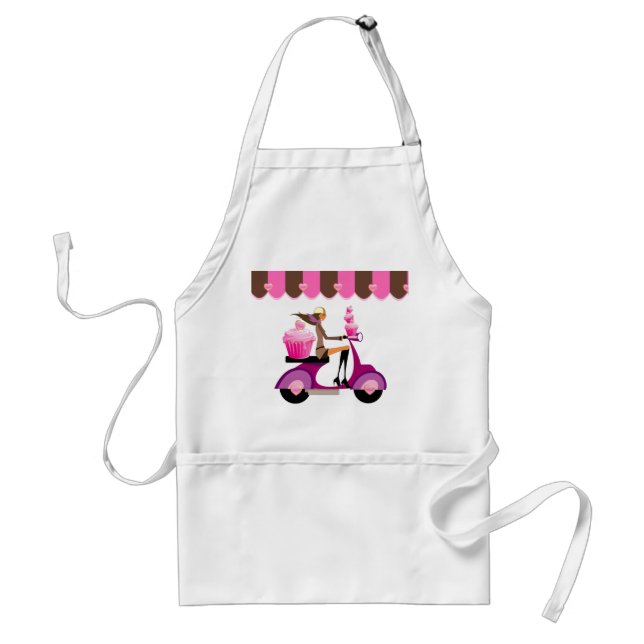 Funny Cupcake Scooter Girl Bakery Apron (Front)