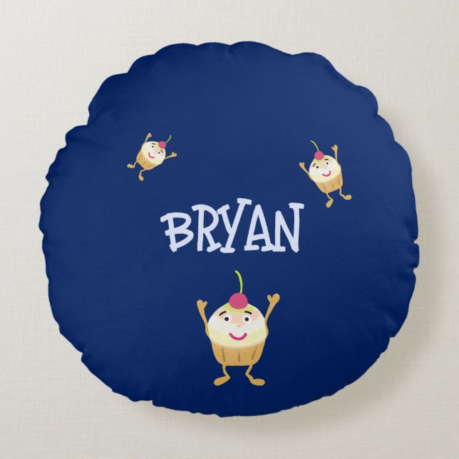 Funny  cupcakes round cushion (Front)