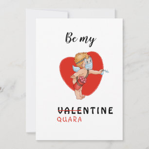 funny cupid mask covid 2021 heart be my valentine holiday card