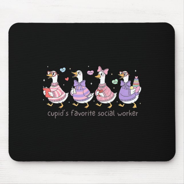 Funny Cupid's Favorite Social Worker Goose Mouse Mat (Front)
