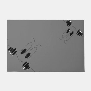 Funny Curiosity Eyes - Cartoon Drawing Happy Smile Doormat