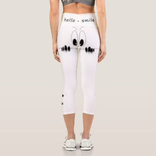 Funny Curiosity Eyes - Smile - Add Your Text/Colou Capri Leggings