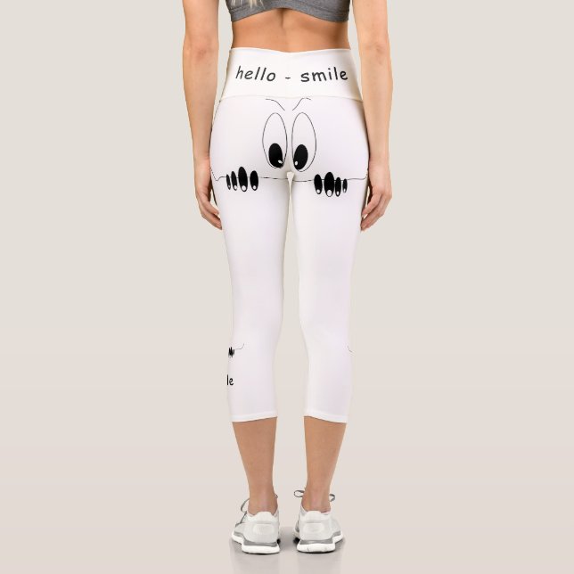 Funny Curiosity Eyes - Smile - Add Your Text/Colou Capri Leggings (Back)