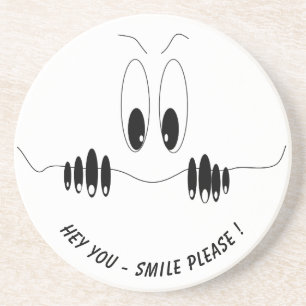 Funny Curiosity Eyes - Smile - Add Your Text/Colou Coaster