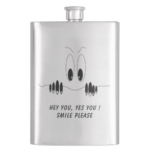 Funny Curiosity Eyes - Smile - Add Your Text/Colou Hip Flask