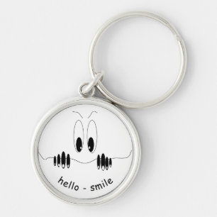 Funny Curiosity Eyes - Smile - Add Your Text/Colou Key Ring
