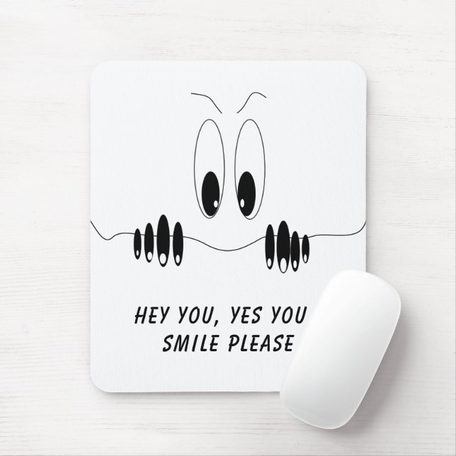 Funny Curiosity Eyes - Smile - Add Your Text/Colou Mouse Mat (With Mouse)