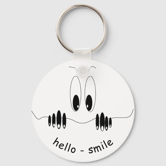 Funny Curiosity Eyes - Smile - Add Your Text Key Ring (Front)