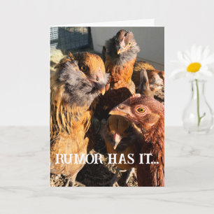 Funny Curious Amber Brown Chickens Close-Up Photo Card