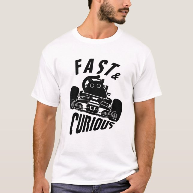 Funny Curious car driving cat T-Shirt (Front)