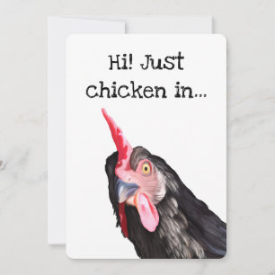 Funny Curious Chicken Checking In Card